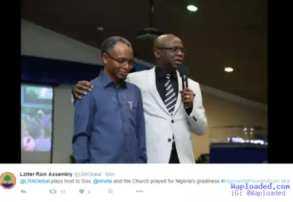 Governor El-Rufai At Pastor Tunde Bakare’s Church To Pray For Nigeria (Photo)